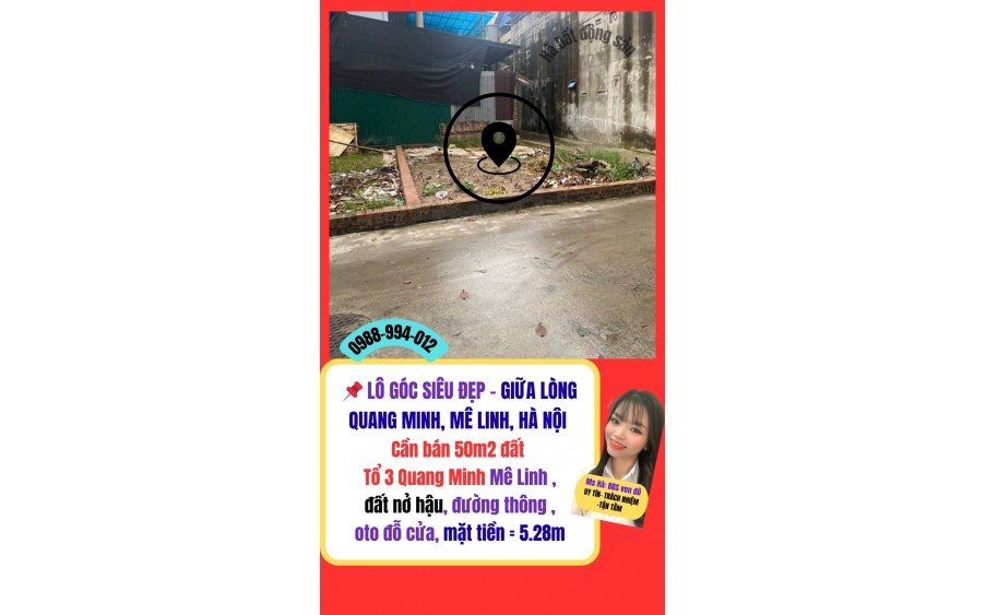 Cần bán đất Tổ 3 thị trấn Quang Minh Mê Linh Hà Nội, e Hà cam kết bán đúng giá chủ thu